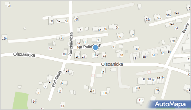 Kraków, Olszanicka, 12a, mapa Krakowa