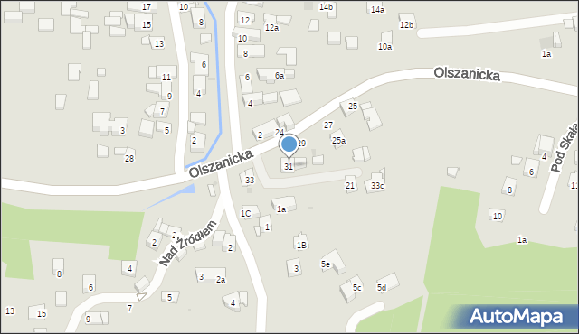 Kraków, Olszanicka, 31, mapa Krakowa
