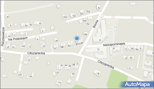 Kraków, Olszanicka, 8f, mapa Krakowa