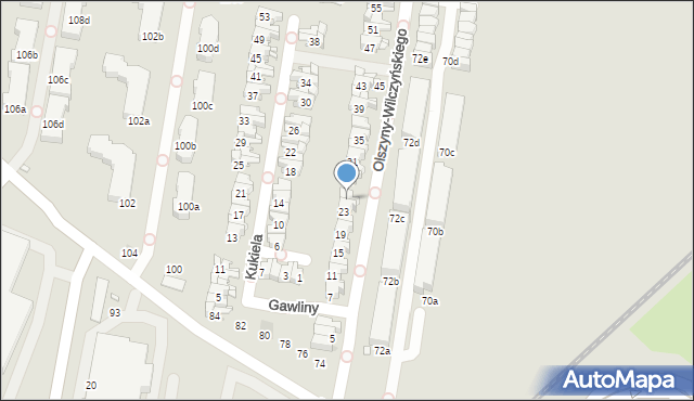 Kraków, Olszyny-Wilczyńskiego Józefa, gen., 25, mapa Krakowa