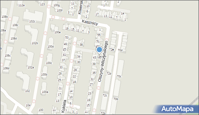 Kraków, Olszyny-Wilczyńskiego Józefa, gen., 45, mapa Krakowa