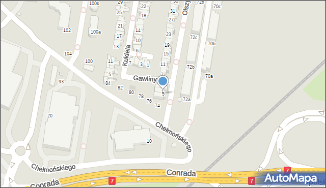 Kraków, Olszyny-Wilczyńskiego Józefa, gen., 5, mapa Krakowa