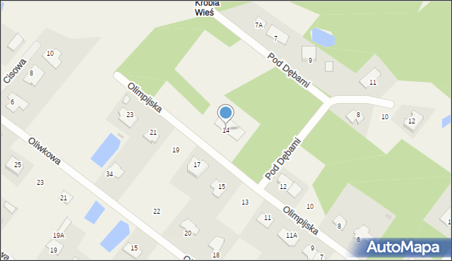 Krobia, Olimpijska, 14, mapa Krobia