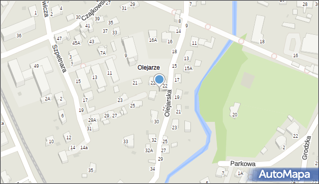 Krosno, Olejarska, 24, mapa Krosna