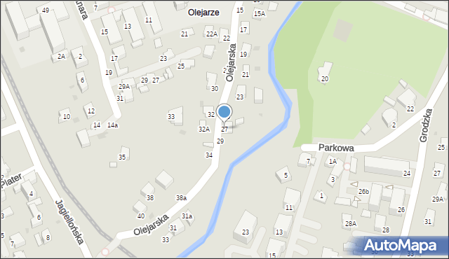Krosno, Olejarska, 27, mapa Krosna