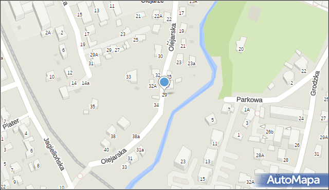 Krosno, Olejarska, 29, mapa Krosna