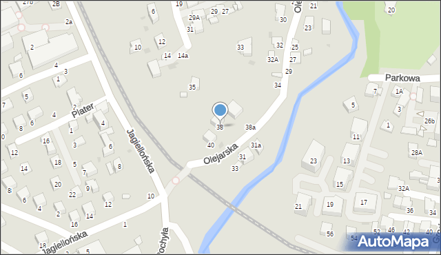 Krosno, Olejarska, 38, mapa Krosna