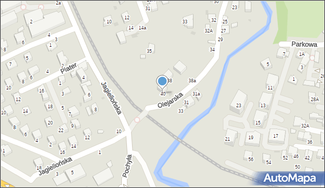 Krosno, Olejarska, 40, mapa Krosna