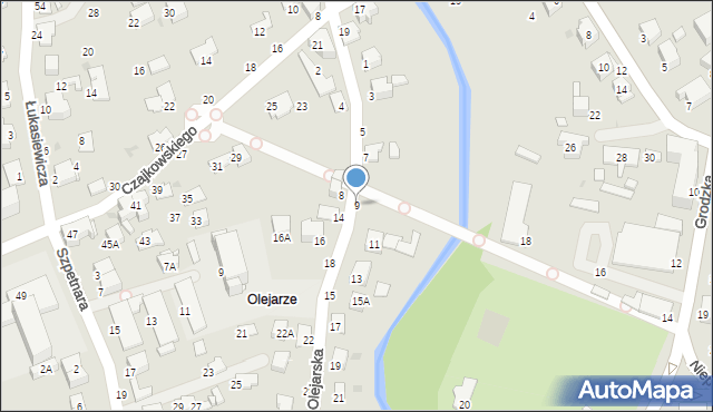 Krosno, Olejarska, 9, mapa Krosna
