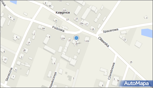 Księginice, Oławska, 10, mapa Księginice