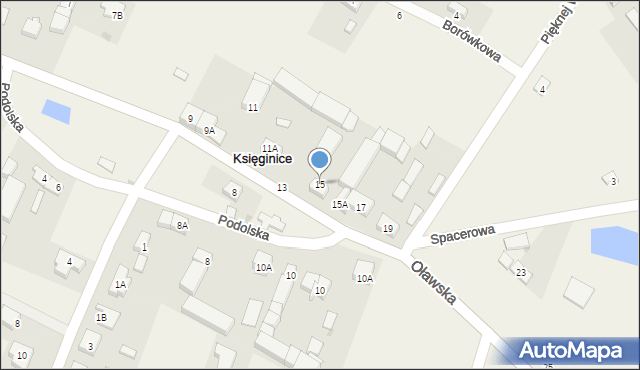 Księginice, Oławska, 15, mapa Księginice