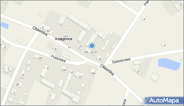 Księginice, Oławska, 17, mapa Księginice