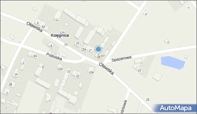 Księginice, Oławska, 19, mapa Księginice