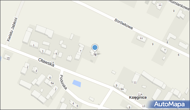 Księginice, Oławska, 7B, mapa Księginice