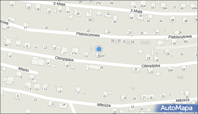 Lędziny, Olimpijska, 23, mapa Lędziny