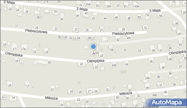 Lędziny, Olimpijska, 25, mapa Lędziny