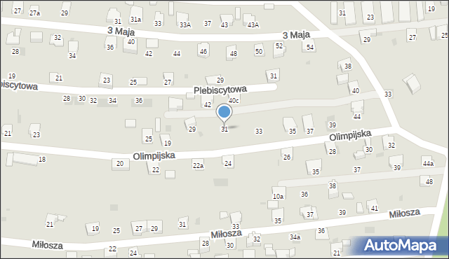 Lędziny, Olimpijska, 31, mapa Lędziny