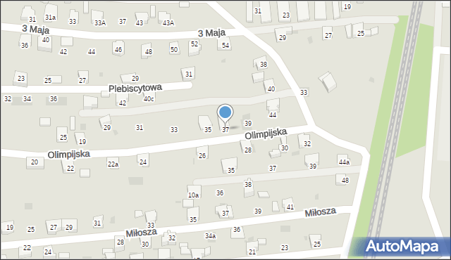 Lędziny, Olimpijska, 37, mapa Lędziny