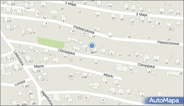 Lędziny, Olimpijska, 5A, mapa Lędziny
