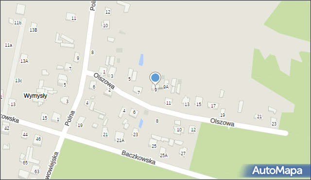 Łochów, Olszowa, 9, mapa Łochów