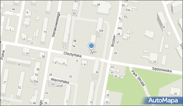 Łódź, Olsztyńska, 1/5, mapa Łodzi