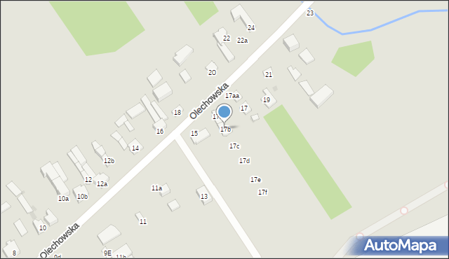 Łódź, Olechowska, 17b, mapa Łodzi