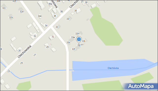 Łódź, Olechowska, 33j, mapa Łodzi