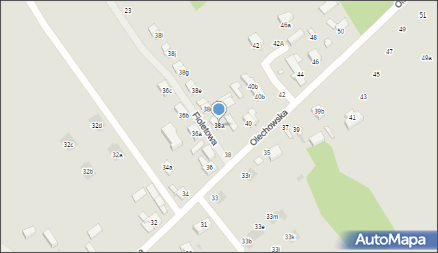Łódź, Olechowska, 38a, mapa Łodzi