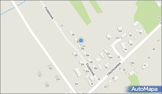 Łódź, Olechowska, 38h, mapa Łodzi