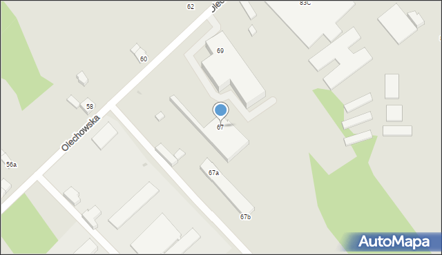 Łódź, Olechowska, 67, mapa Łodzi