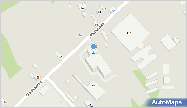 Łódź, Olechowska, 69, mapa Łodzi