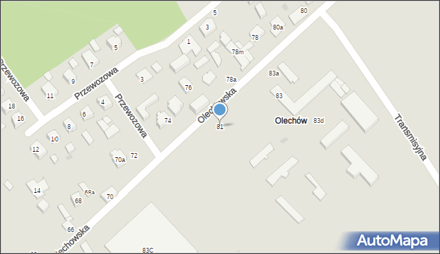 Łódź, Olechowska, 81, mapa Łodzi