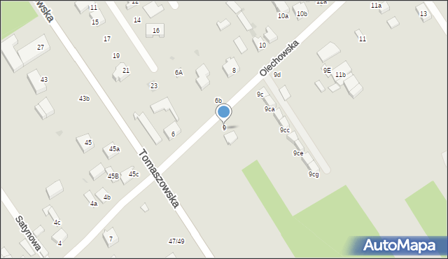 Łódź, Olechowska, 9, mapa Łodzi