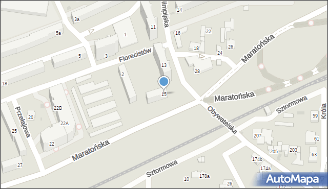 Łódź, Olimpijska, 15, mapa Łodzi