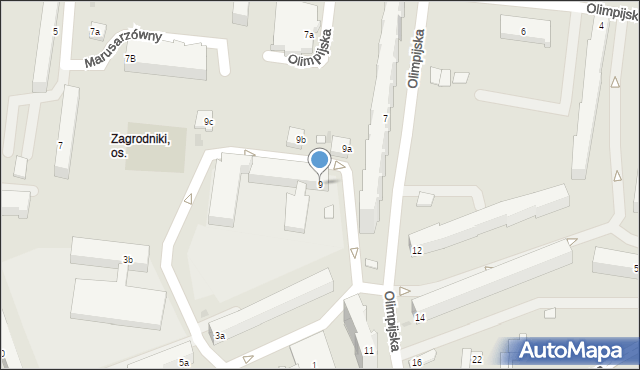 Łódź, Olimpijska, 9, mapa Łodzi