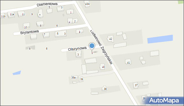 Ludwinowo Zegrzyńskie, Olszynowa, 1, mapa Ludwinowo Zegrzyńskie