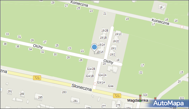 Magdalenka, Olchy, 19a, mapa Magdalenka