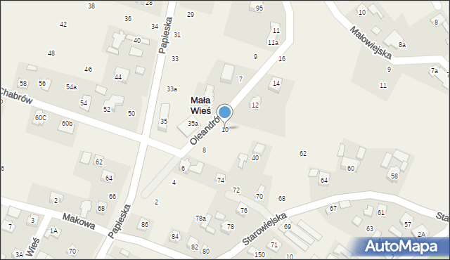 Mała Wieś, Oleandrów, 10, mapa Mała Wieś