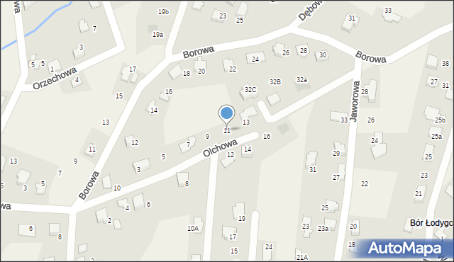 Meszna, Olchowa, 11, mapa Meszna