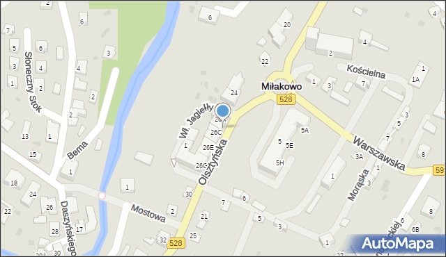 Miłakowo, Olsztyńska, 26G, mapa Miłakowo