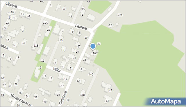 Milanówek, Olszowa, 18A, mapa Milanówek