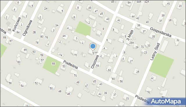 Milanówek, Olszowa, 3, mapa Milanówek