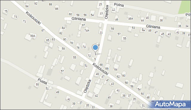 Mordy, Olędzka, 7, mapa Mordy