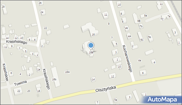 Mrągowo, Olsztyńska, 14a, mapa Mrągowo