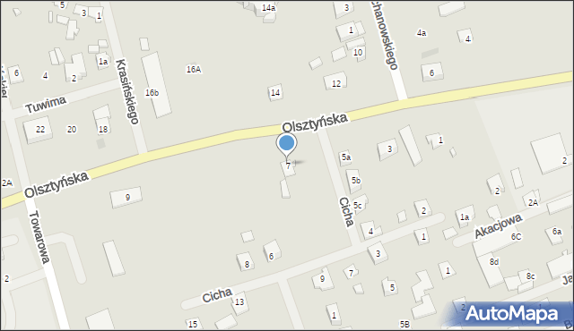 Mrągowo, Olsztyńska, 7, mapa Mrągowo