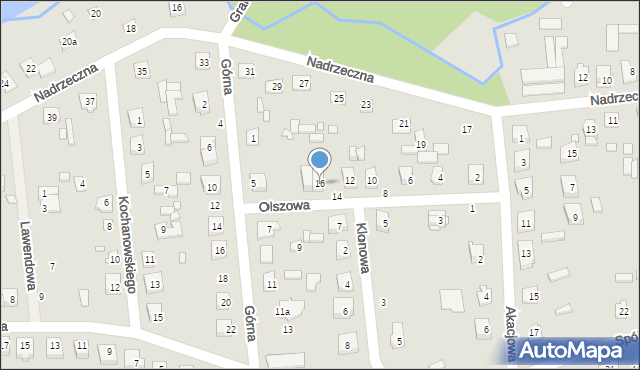 Mrozy, Olszowa, 16, mapa Mrozy