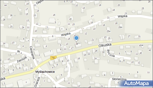 Myślachowice, Olkuska, 19, mapa Myślachowice
