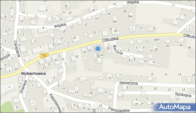 Myślachowice, Olkuska, 24, mapa Myślachowice