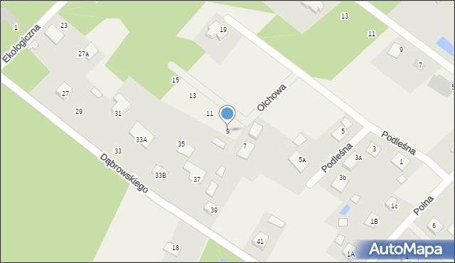 Niewodnica Kościelna, Olchowa, 9, mapa Niewodnica Kościelna