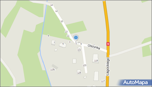 Nowa Dęba, Olszynka, 1, mapa Nowa Dęba